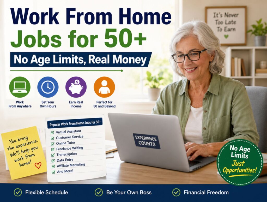 Work From Home Jobs for 50+ - No Age Limits, Real Money